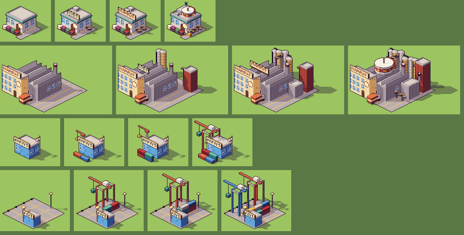 Every industrial building at four stages, from bare to fully equipped
